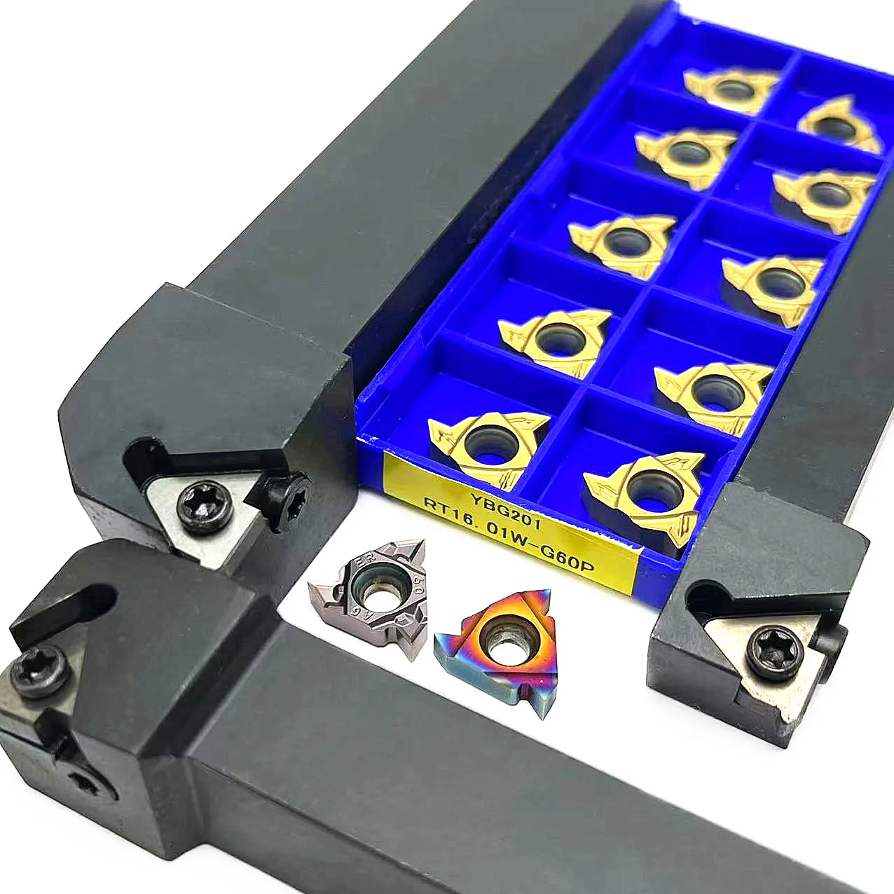 Set Utensili Tornio CNC Maizoon - 10 Inserti Carburo AG60 16ER + Chiave T15 - Foto 2