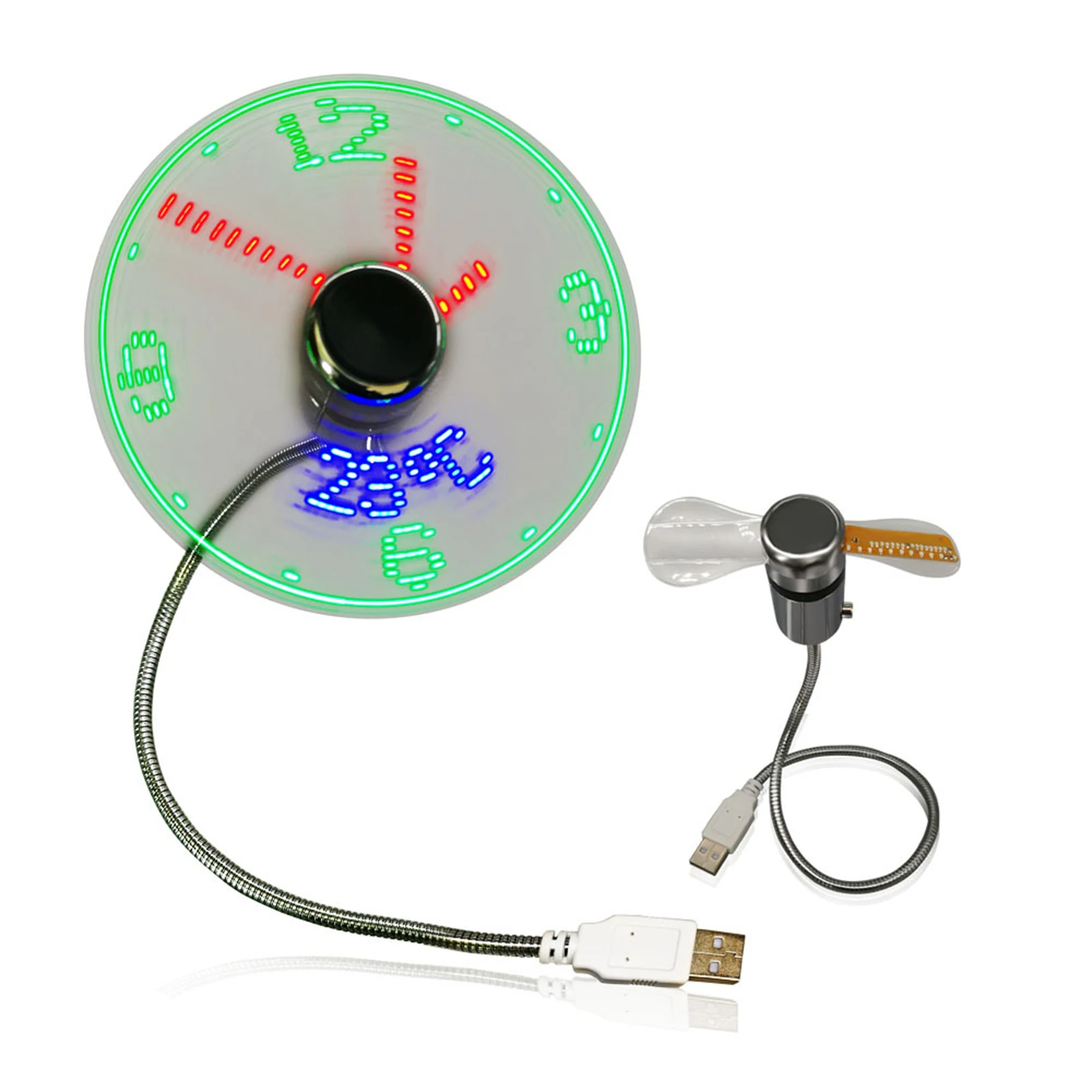 LED USB Time Clock Fan with Real Time Display Function Hand Held Fan Table Fan Desk Fan for Summer Office Dorm Room Home Travel