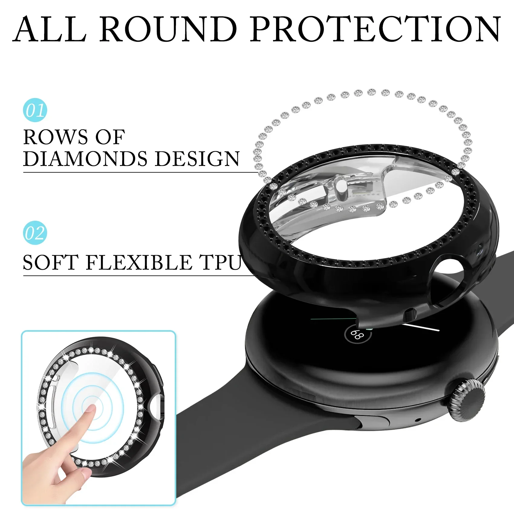 Elegant Diamond Bling 360° Full Screen Protector Case