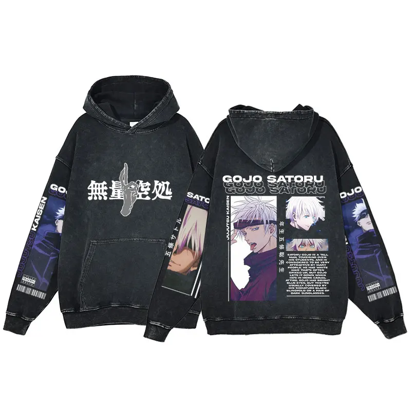 

Anime Jujutsu Kaisen Hoodie Men Gojo Satoru Workout Hooded Sweatshirts Streetwear Oversized Casual Harajuku Long Sleeves Hoodies