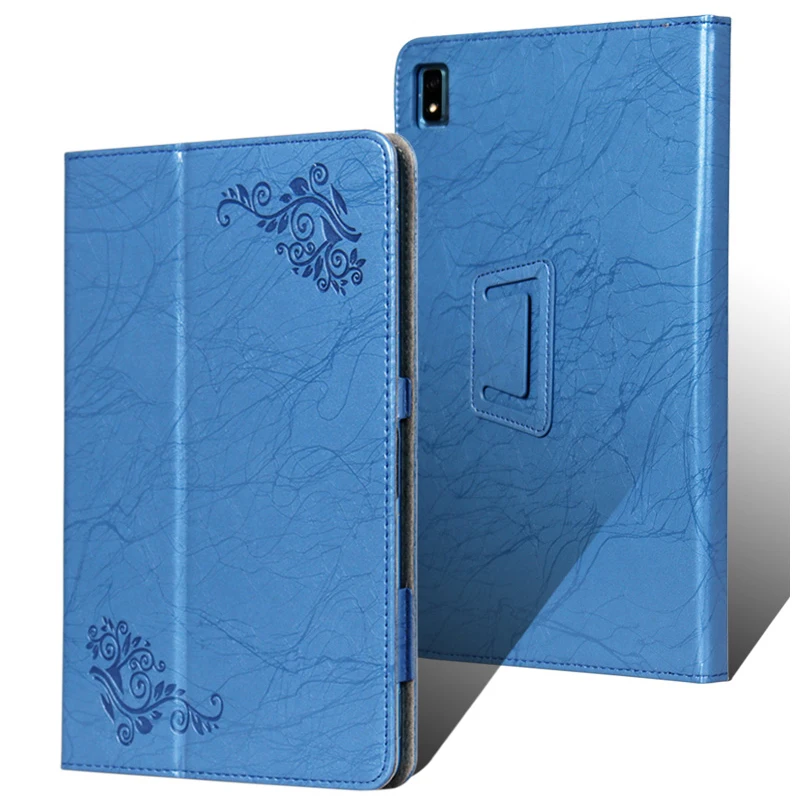 Floral Print PU Leather Tablet Cover with Hand Holder Grip