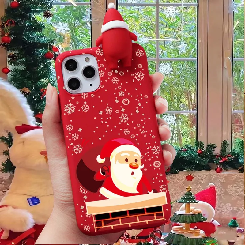 Festive 3D Santa Christmas Gift Bear Phone Case Cover