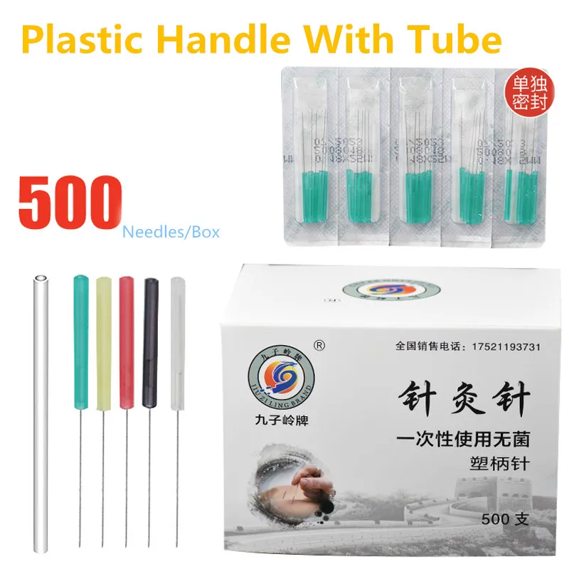 

Disposable Plastic Handle Acupuncture Needle 500 Ear Face Neck Needle With Tube Five-Color 0.12/0.14./0.16/0.18/0.20/0.25/0.30mm