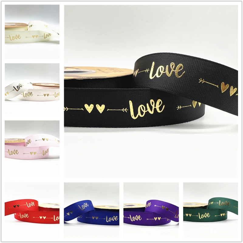 Grosgrain Ribbon 5yards 1inch 25mm Printing LOVE Ribbon For Handmade Design Valentine's Day Wedding Christmas Decoration