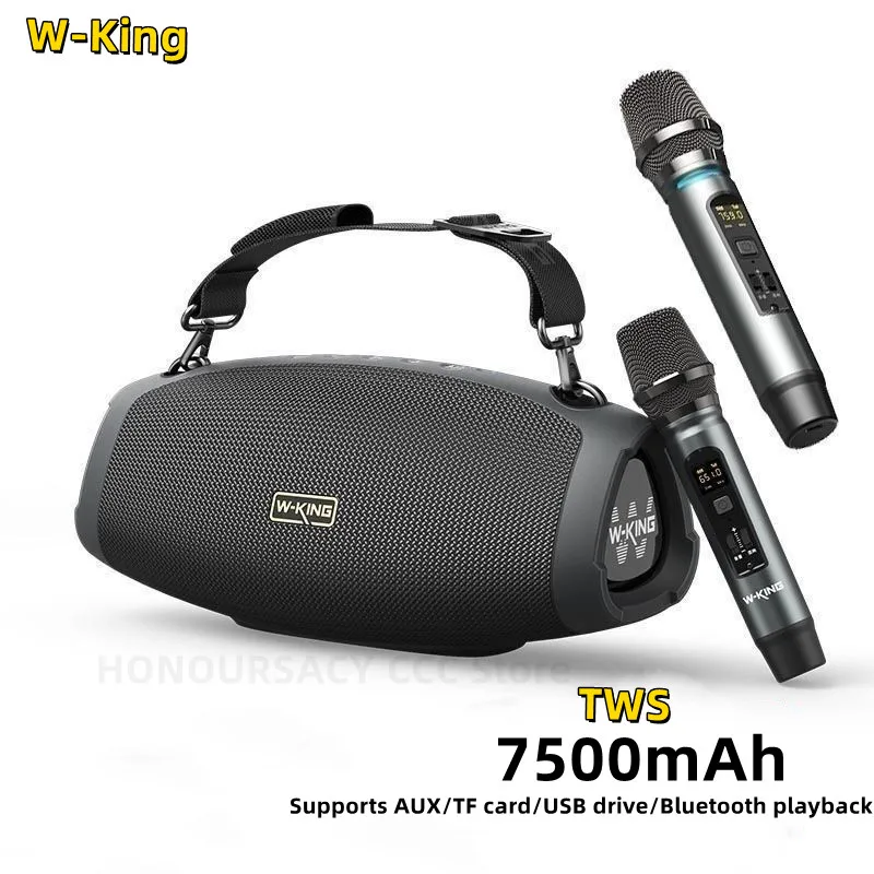 

W-KING D10 Portable Bluetooth Speaker Outdoor Stereo Super Bass Waterproof IPX6 War Drum Boombox Wireless Subwoofer K Song Audio
