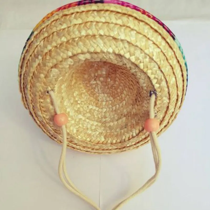 Straw Sombrero Hat Pet Adjustable Buckle Multicolor Pet Straw Dog Cat Hat Beach Party Sombrero Sun Dog Accessories Supplies
