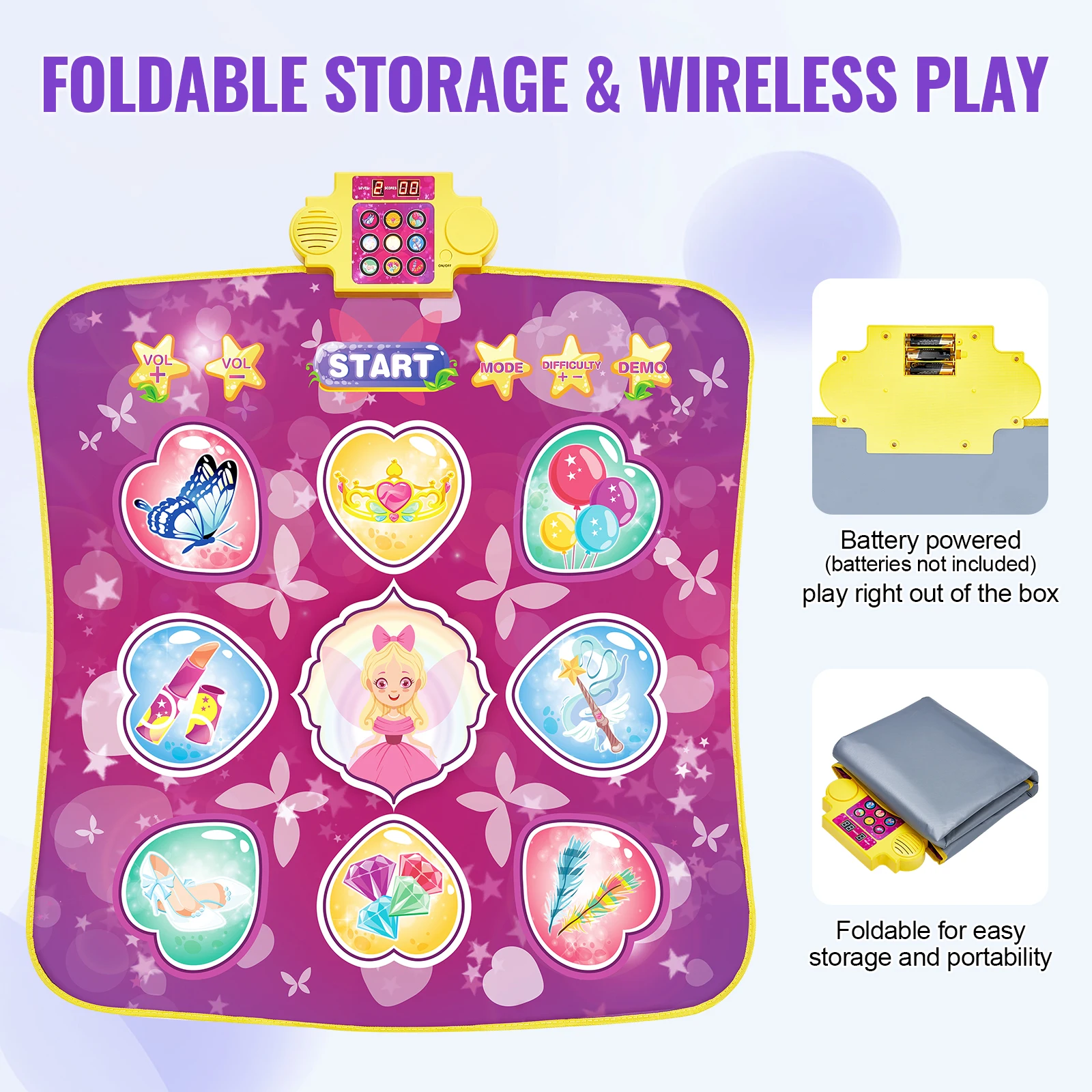 VEVOR Kids Electronic Dance Mat 9-Button Dancing Step Play Pad with 3 Game Modes 8 Challenge Levels for Girls Birthday Toys Gift 5