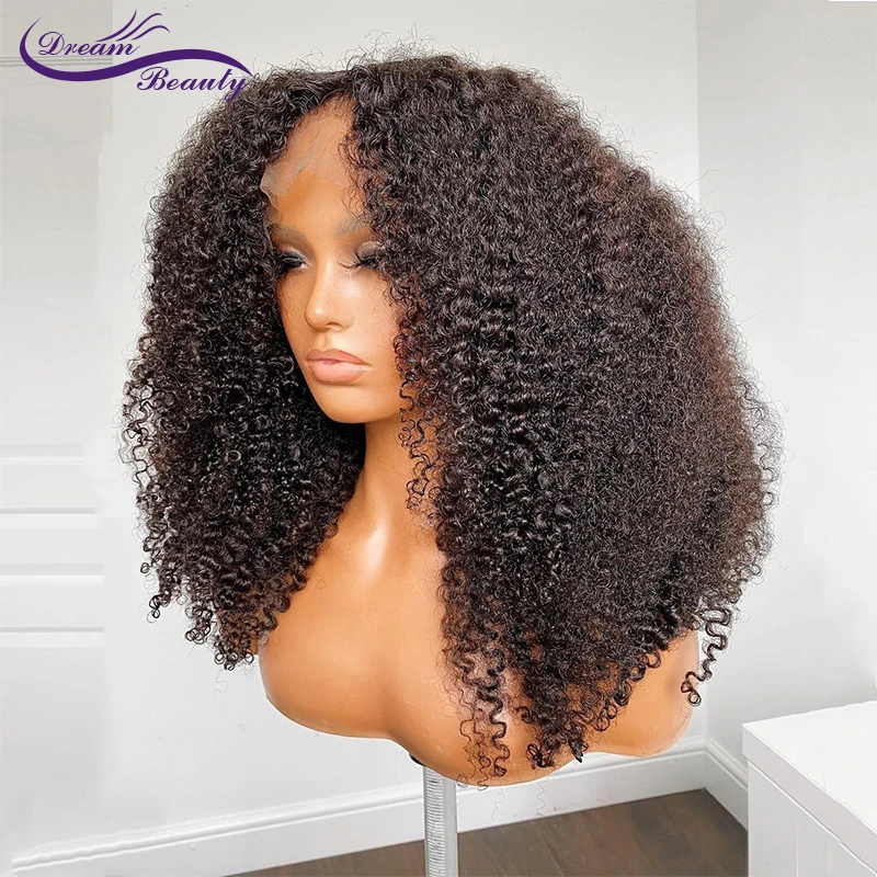 180% Natural Black Afro Kinky Curly Wigs For Women 13X4 Lace Front Human Hair Wigs Brazilian Remy Brazilian Preplucked Hair 6 180% Natural Black Afro Kinky Curly Wigs For Women 13X4 Lace Front Human Hair Wigs Brazilian Remy Brazilian Preplucked Hair