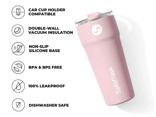 Description Picture 4 of itemSplitflask 30oz Insulated 2-in-1 Tumbler With Straw Travel Mug for Hot & Cold Drinks, Stainless Steel Reusable Water Bottle.