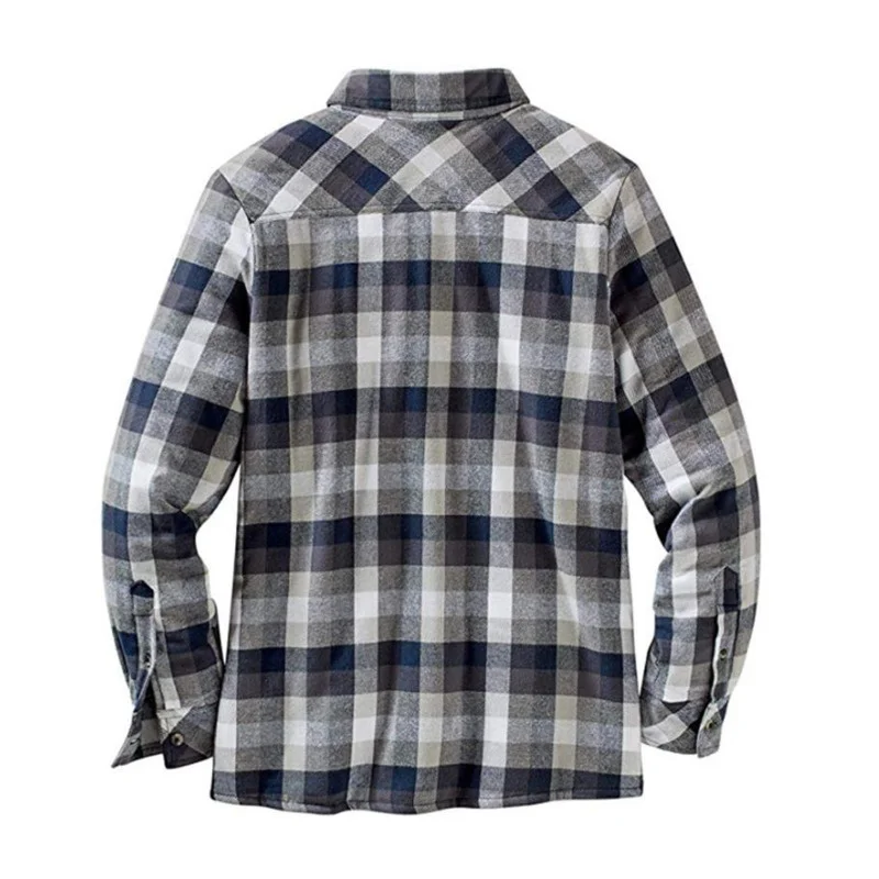 Men's Flannel Shirt Jacket Chest Pocket Fleece Lined Long Sleeve Button Down Shirts Jacket For Man Fall Winter Warm Clothing