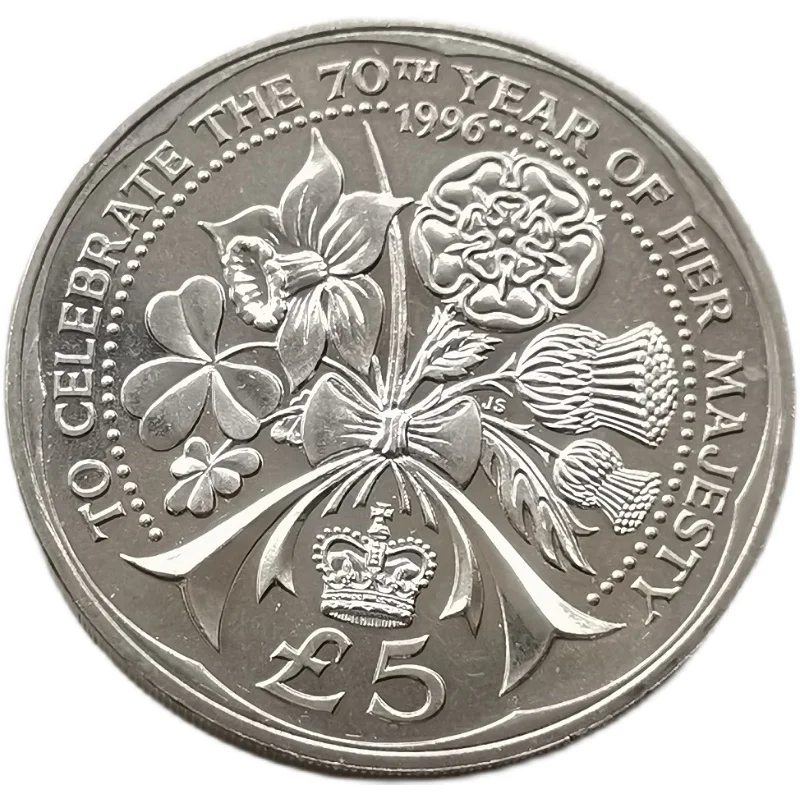 

38mm 70 Th Anniversary of Queen's Birth Alderney 1996 5 Pounds Commemorative Coin Big Copper Nickel Kroner