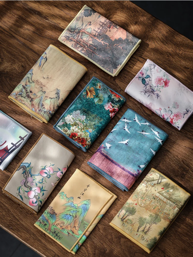 Description Picture 2 of itemChinese Thickened Tea Towel Absorbent Water Rag Tea Napkins Soft Cloth Plush Imitation Deerskin Towel Table Mat Coaster Tea Set
