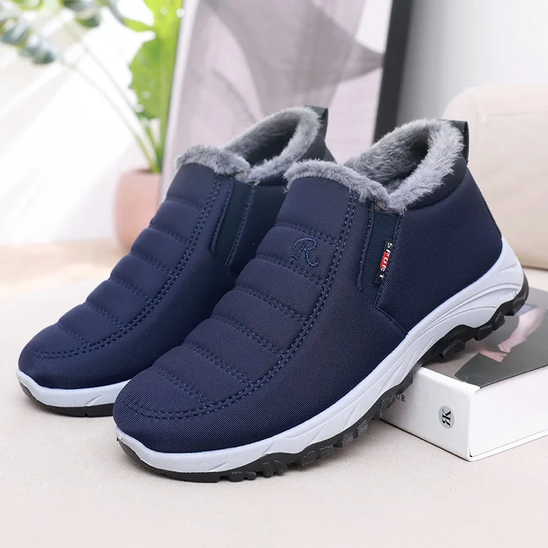 

Winter New Cold-proof Men Shoes Middle-aged Casual Cotton Boots Plus Velvet Thickened Warm Elderly Outdoor Anti Skid Snow Boots