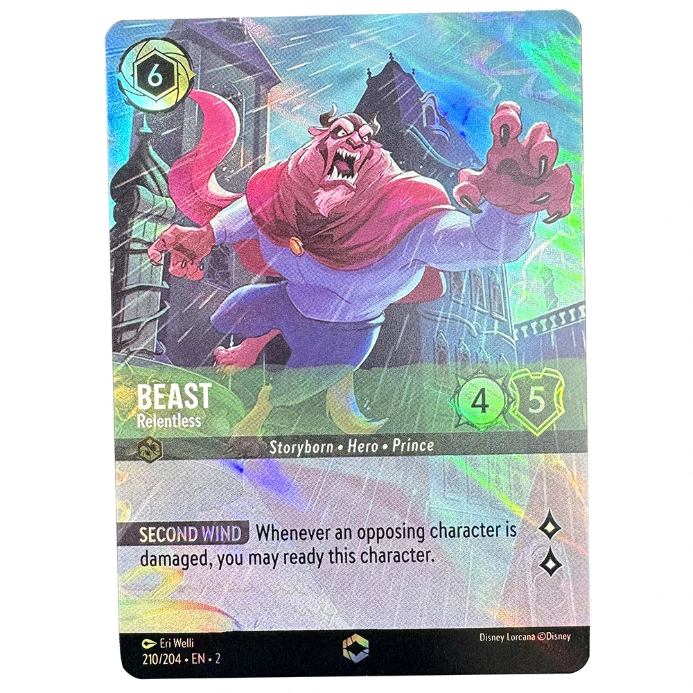 Disney Lorcana Capitolo 2 Proxy Card Beast-Implacabile Storyborn -Hero -Prince Emerald Enchanted Rise Of The Floodborn #210
