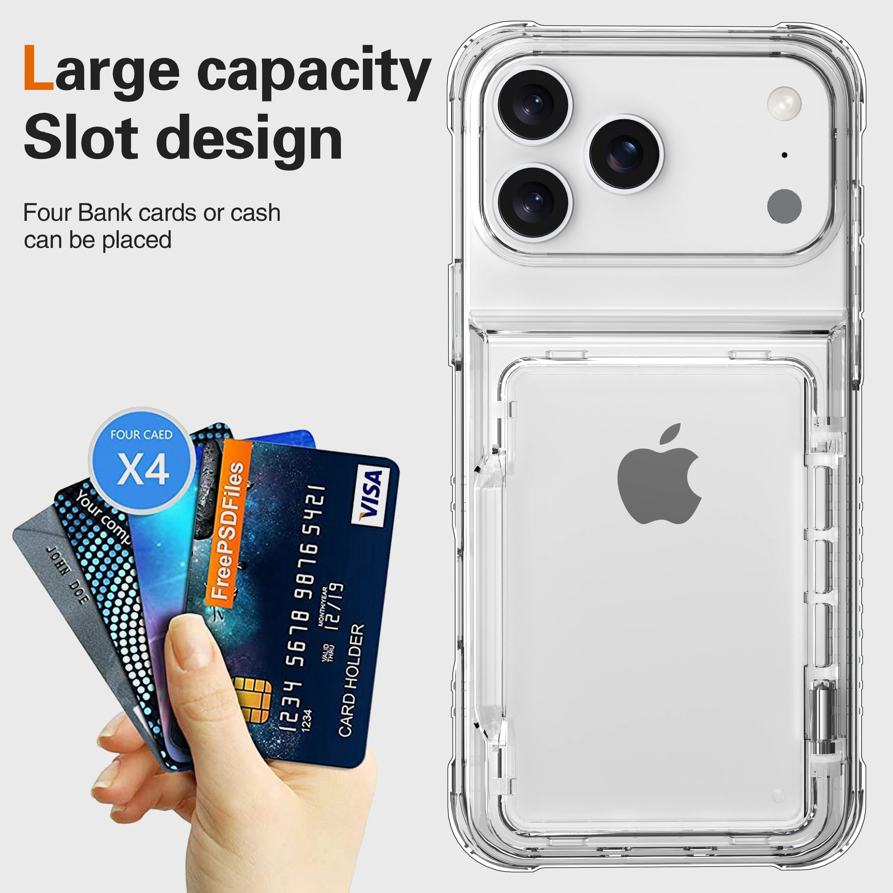 iPhone Clear Hard Case with Card Holder Slot 1