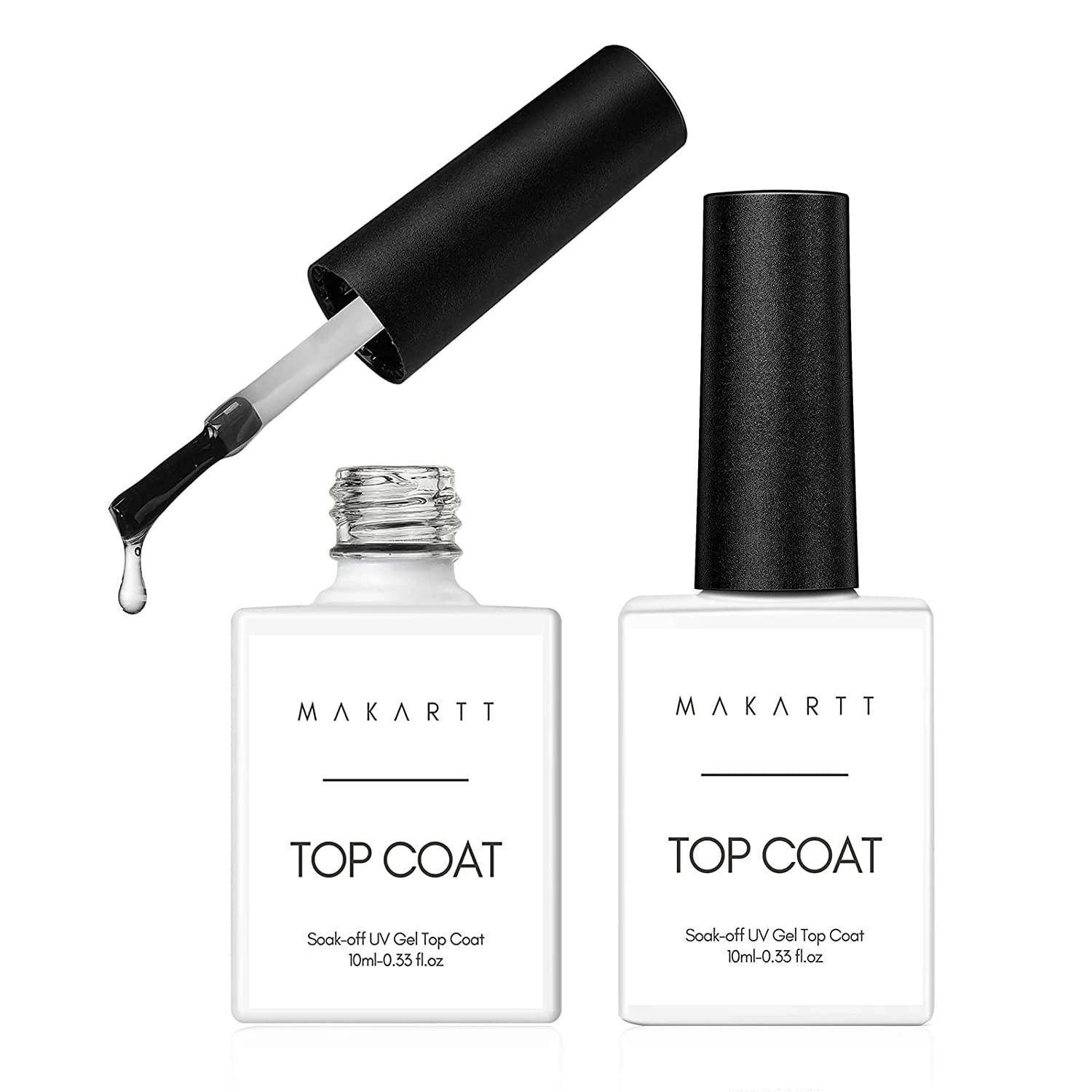 Makartt 2 Pcs Top Coat Kit, Soak Off Nail Gel No Wipe Top Coat 10ml Top Coat Set For Uv Led Nail