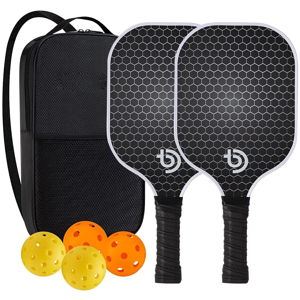 Pickleball Paddles Set of 2 with Non-Slip Grip and Balls Bag