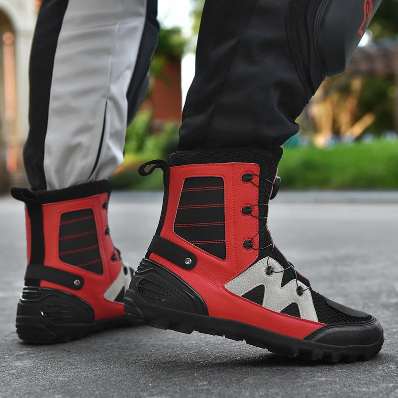 Motorcycle Shoes Highway Riding Motorcycle Shoes High Top Anti Slip Riding Shoes Women Motor Can Protective Boots Rotating Buckle Bicycle