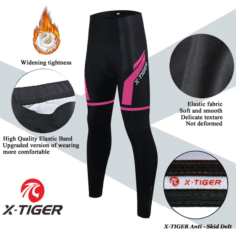X-Tiger Pro Women's Shockproof Cycling Pants Winter Warm MTB Mountain Bicycle Cycling Tights Ciclismo Pantalones