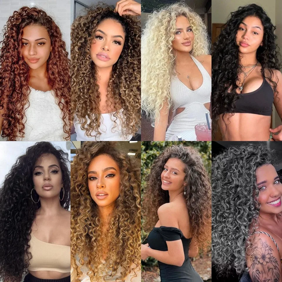 긴 고고 컬 크로셰 헤어, 버건디 금발 바다 웨이브 크로셰 헤어, 비치 컬 딥 트위스트 크로셰, 곱슬 브레이드, 18 인치, 1-6 팩