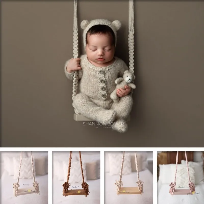 Newborn Photography Props One Hundred Days Baby Bed Place Auxiliary Hand-woven Hammock Baby Photo Bed Mini Swing