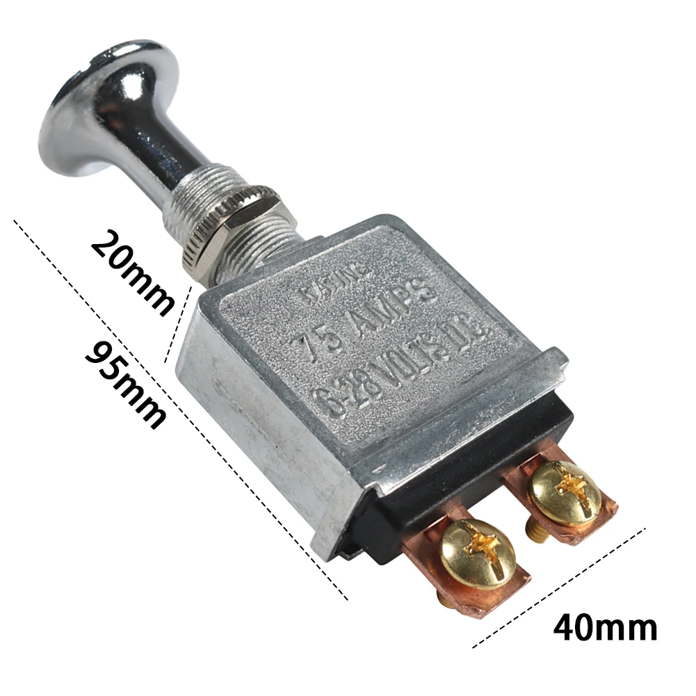 Heavy Duty Push-Pull Switch On/Off 75 AMP Heavy Duty Metal Push Pull On Off Switch for Trucks/ Hot Rods/ Boat/Race Car