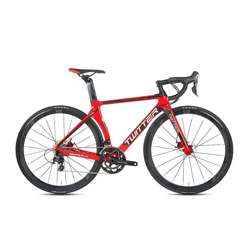 

TWITTER New Sniper-RS-22Speed Carbon Fiber Road Bicycle Hydraulic Disc Brake Internal Wiring Frame 700*25 Aluminum Wheels bikes