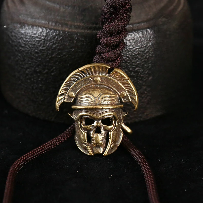 

DIY Fan Shape Helmet Skull Knife Beads Lanyard Pendants Vintage Metal Brass Samurai EDC Outdoor Tools Paracord Bead Accessories