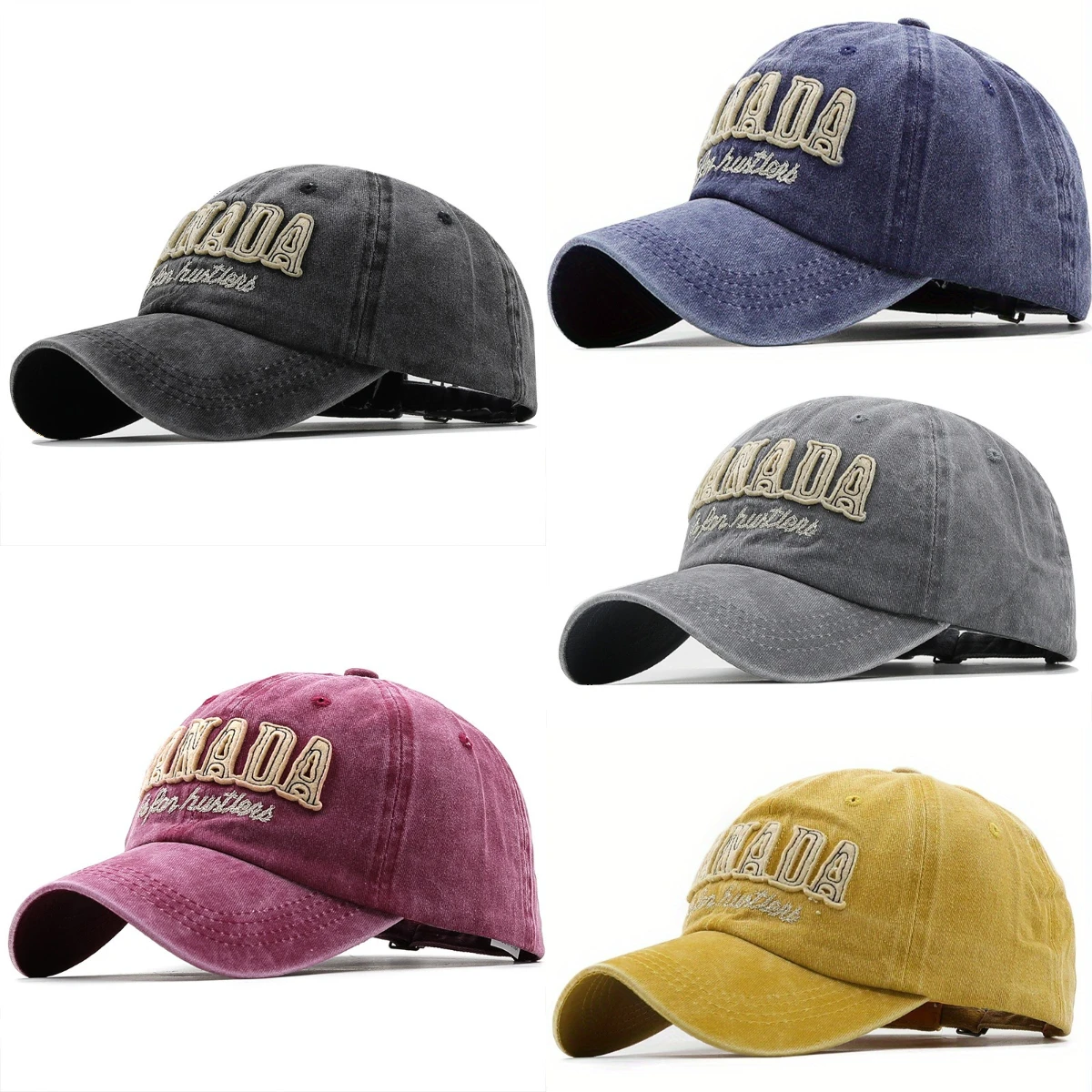 

Retro Washed Cotton Letters Embroidery Snapback Baseball Cap Four Seasons Women Men Sun Hat Hip Hop Hat Outdoor Sports Dad Hat