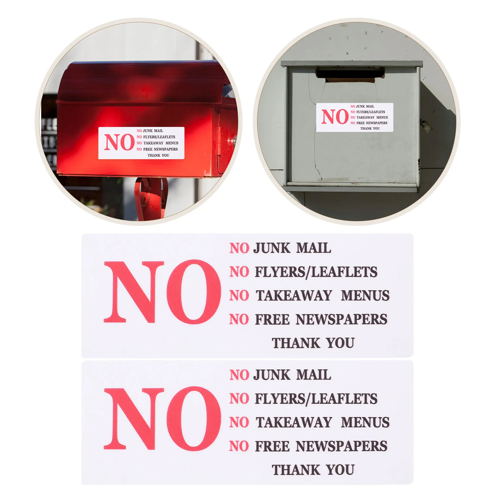 2 Pcs Mailbox Warning Stickers Adhesive No Junk Sign Clear Message Decal Homeowner Mailboxes Functional Door Signs Weather