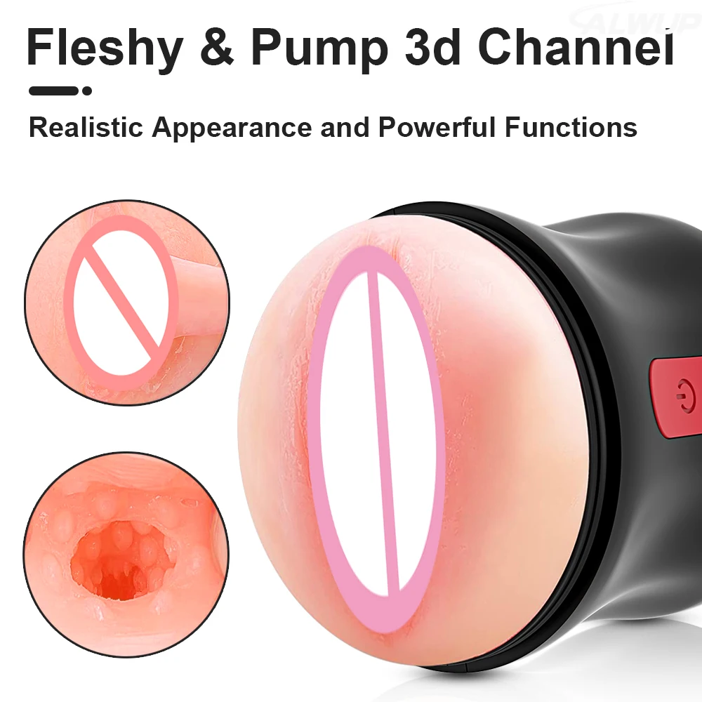 Automatic Male Masturbator Vibrating Masturbation Cup Men Open-ended Pocket Pussy Silicone Vagina Anal Simulation Adult Goods