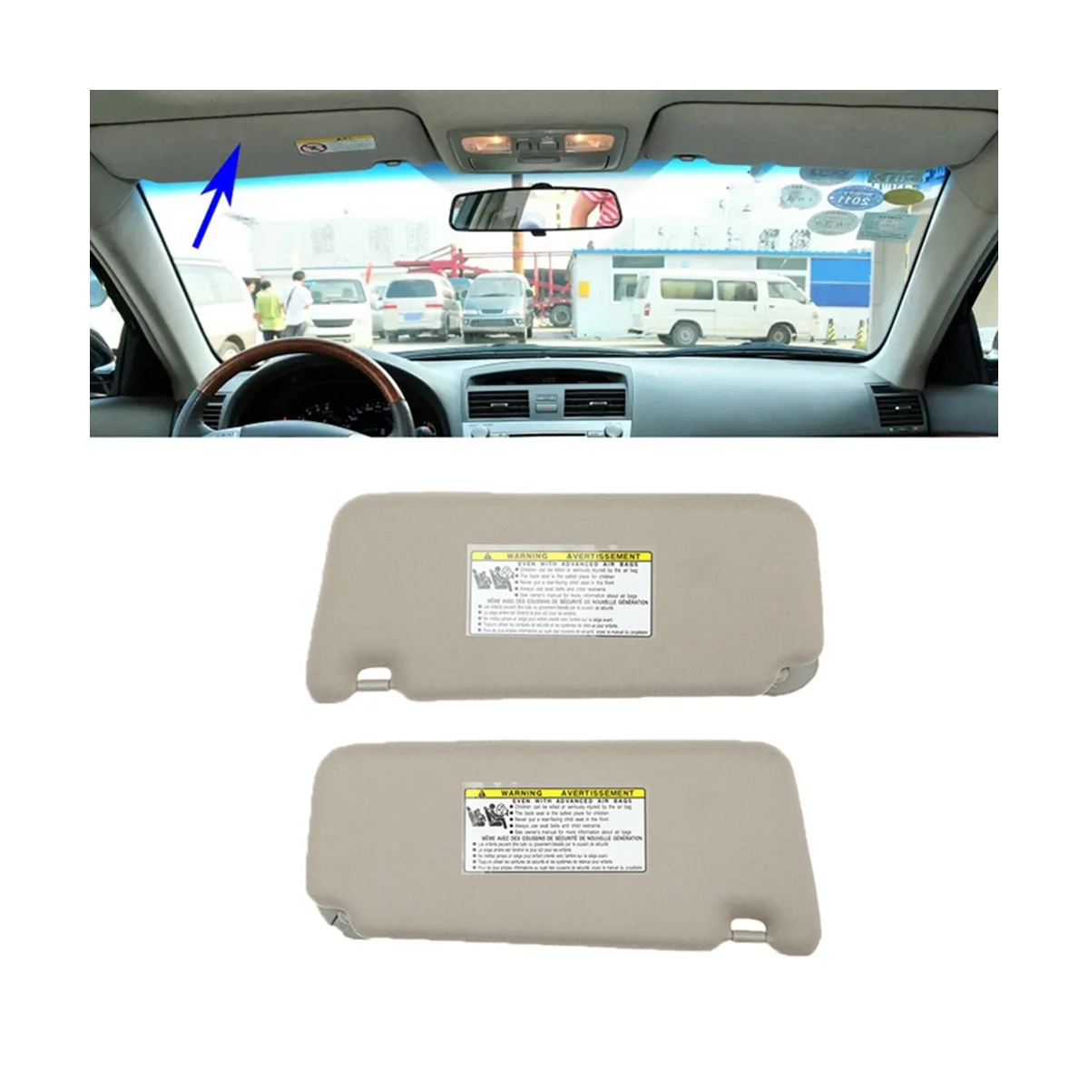

Left Right Driver Passenger Side Sun Visor with Makeup Mirror for Toyota Camry 2007-2011 74310-06750-E0 74320-06780-B0