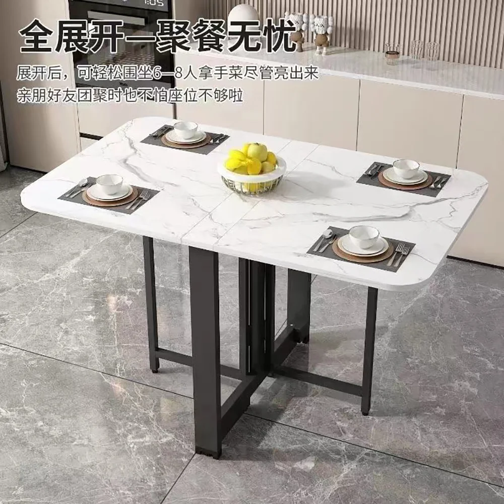 1 meter Folding Dining Table Home Imitation Rock Board Ultra-thin Multi-functional Combination Dining Table Multi-person Table