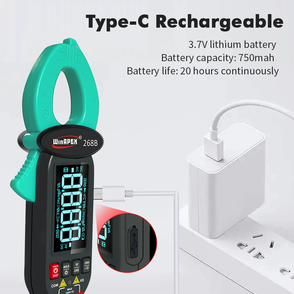WINAPEX 268B 0.1mA High Precision Digital Clamp Meter AC DC