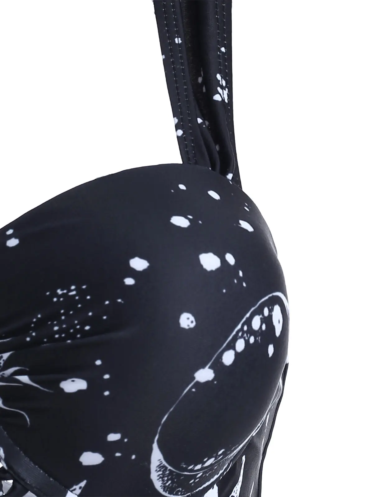 Sexy Women Swimsuit Padded Swimwear Moon Sun Star Print Lace Up Tummy Control Tankini Set Beach Wear Bathing Suit Biquini 3