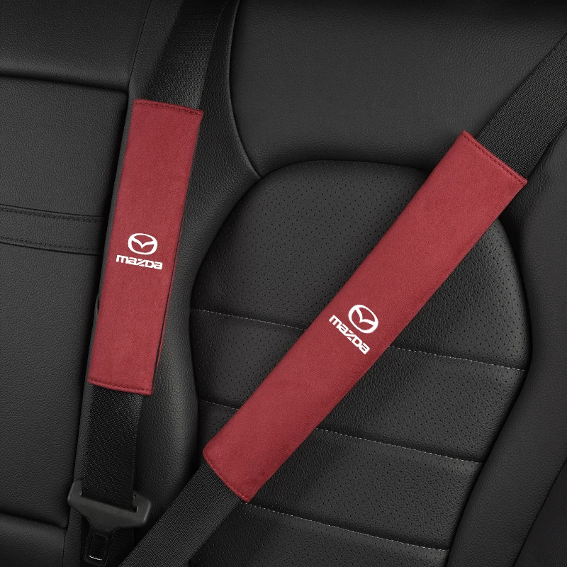 마쓰다 2 6 CX-5 CX-80 CX-70 CX-90 MX-30 CX-60 CX-50 CX-30 BT-50용 스웨이드 가죽 자동차 안전벨트 어깨 커버 2개