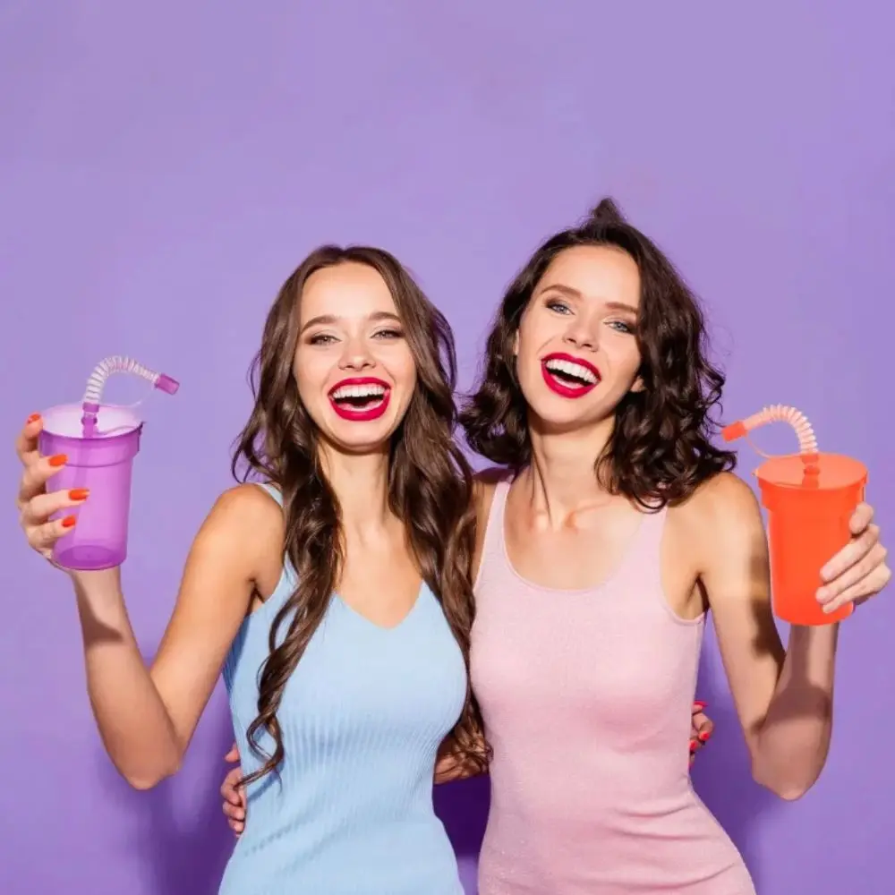 6pcs Durable Reusable Sipper Cups Spill-Proof Colourful Straws Cup Leak-Proof 380ml Drinking Cup Travel