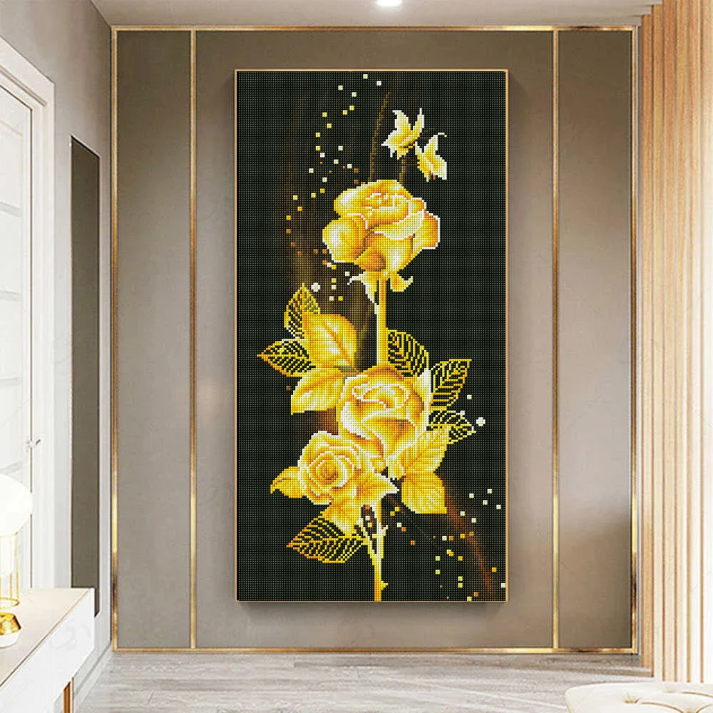 Huacan Diamond Painting 5D DIY Rose Full Square/Round Diamonds Embroidery Flower Wall Decorations Craft Kit