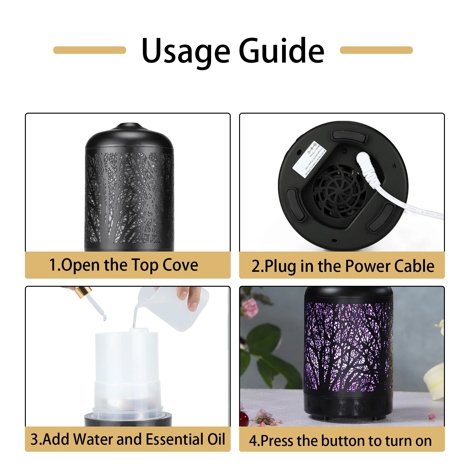 Branch Iron Art Air Humidifier Essential Oil Diffuser 100ML With Lights Ultrasound Electric Aromatherapy Diffuser 3