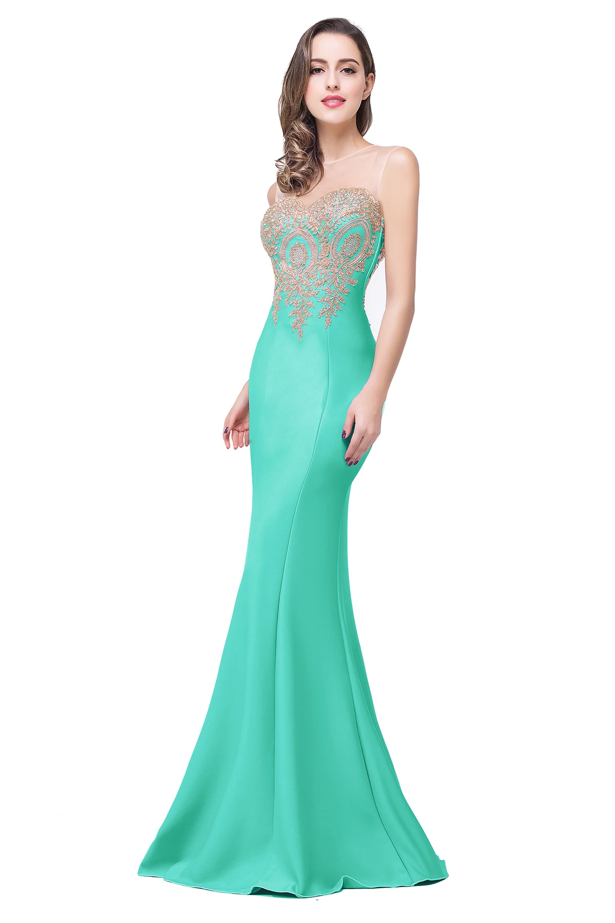 Sea Green Feather Structured Gown | The Little Factory