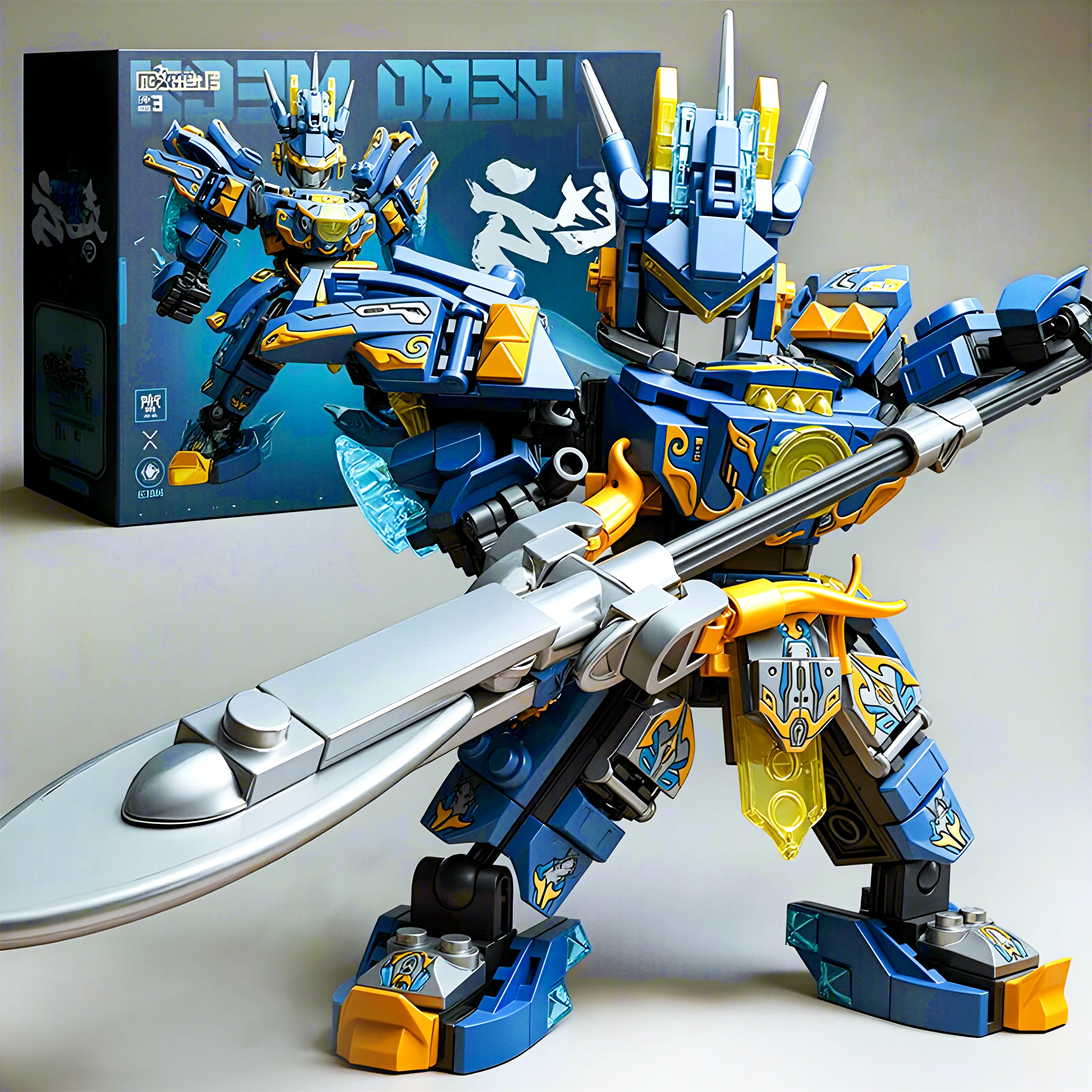 Mecha Warrior Building Blocks Super Hero Green Zhao Yun Robot DIY Action Figure
