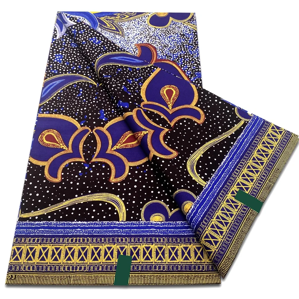 African wax fabric, clothing fabric 6yards Ankara Wax Fabric Veritable Soft Nigerian African Block Prints Wax Fabric Cotton Dutch Pagne For Women Sewing