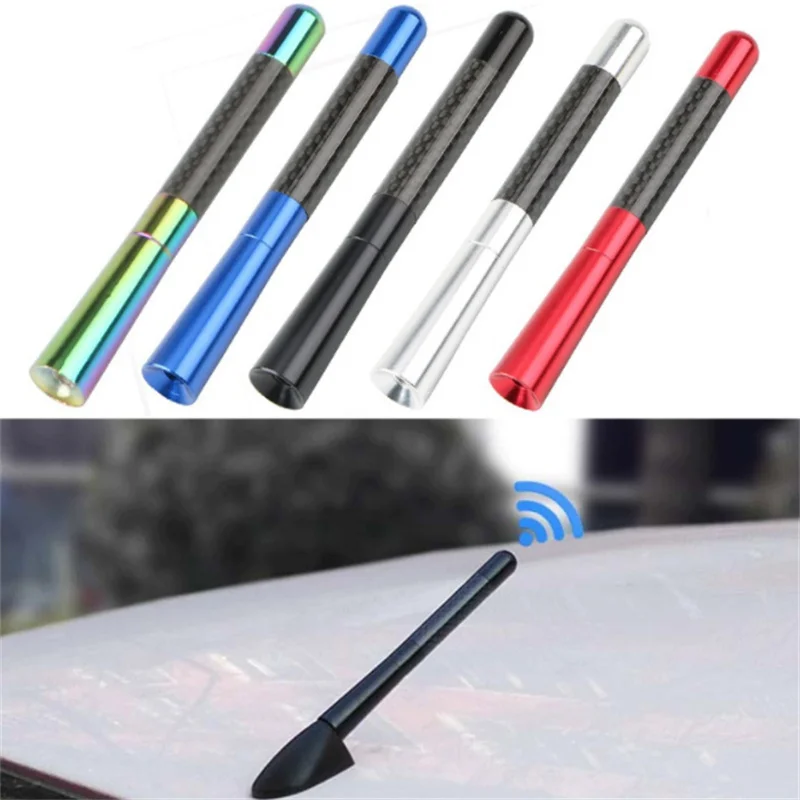 

12cm Car Carbon Fiber Short Antenna Universal Auto Roof Red Blue Silver Antenna Set Car Accessories