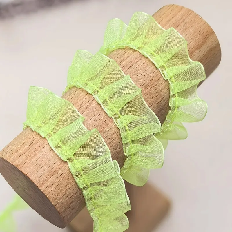 Clear Glass Yarn Pleated Lace DIY Handmade Doll Dress Skirt Trim Flower Basket Picture Frame Sewing Accessories 8 colors lace fabric,lace ribbon,lace garment accessories,lace sewing supplies,lace decoration,lace accessories,lace sewing accessories