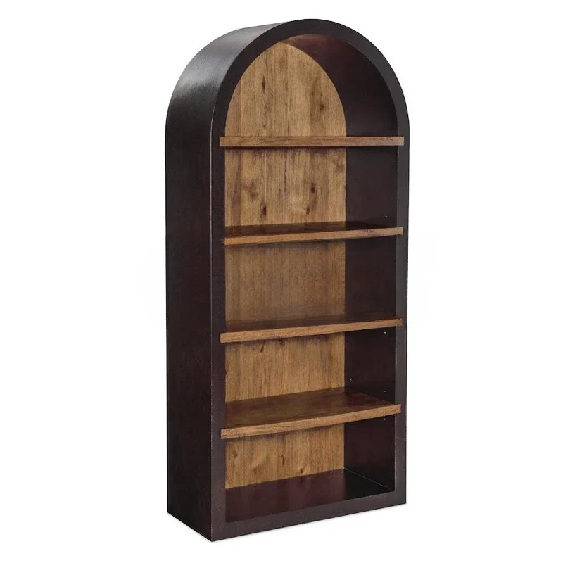 

Simple Retro Solid Wood round Bookcase American Arch Bookshelf Display Cabinet Study Locker