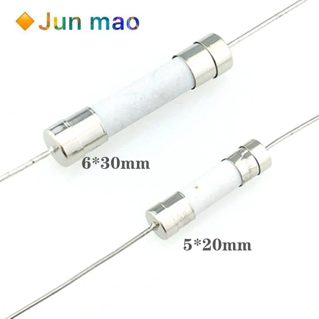 10PCS 5*20/6*30mm Fast break Ceramic fuse Slow Blow tube fuse With a pin 5x20mm 250V 0.5A 1A 2A 3A 4A 5A 6A 7A 8A 20A 25A