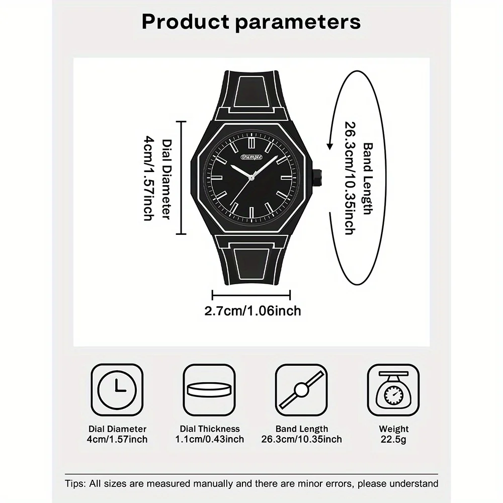 Fashionable Men's Simple Watch Date Function Preppy Style Quartz Wrist Watch - Silicone Strap,(Gift box does not include)