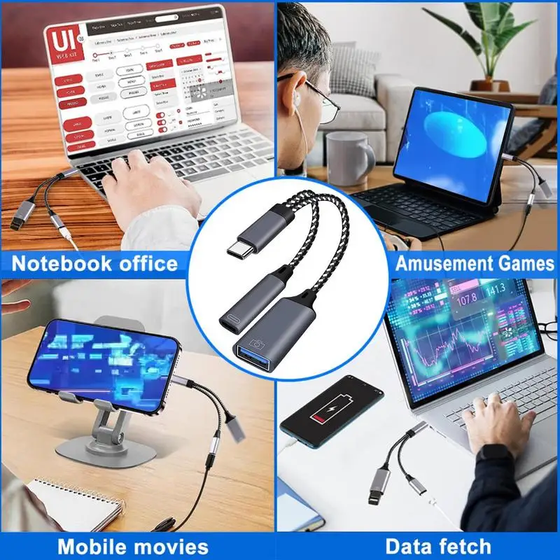 USB C Adapter Double Head Type C Male To USB Female Converter 10Gbps Connector Converter Adapter C Male To Female Converter USB