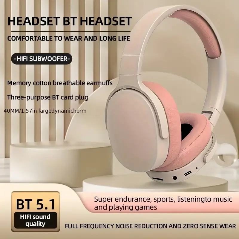 

Headset Headphones Wireless Music Earphones Stereo Full Cover Earmuffs Pluggable Universal For Mobile Phones