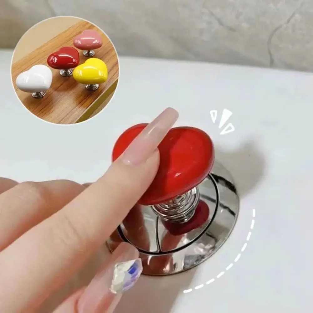 2pcs Heart Shaped Toilet Press Toilet Button Nail Protector Water Press Flush Button Bathroom Supplies